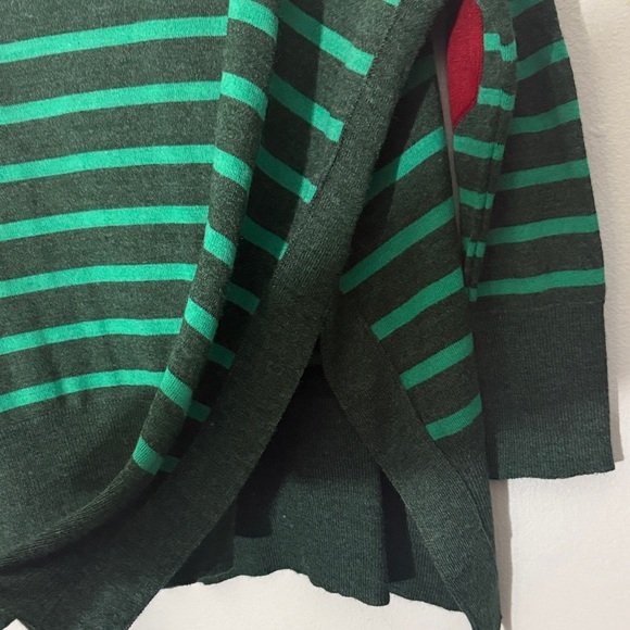 Mersea The Amour Green Striped Sweater with Red Heart Patch OS - Picture 6 of 8